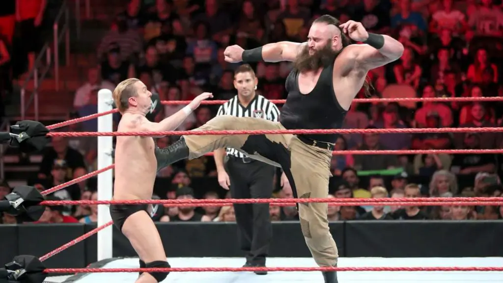 Braun Strowman in action against James Ellsworth. (WWE)