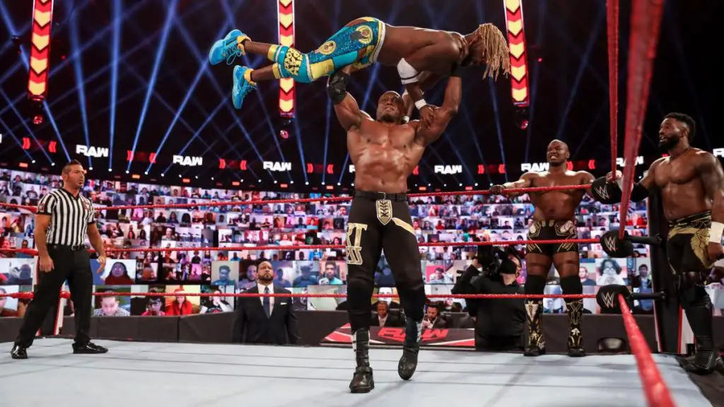 Kofi Kingston and Bobby Lashley in action on WWE RAW.