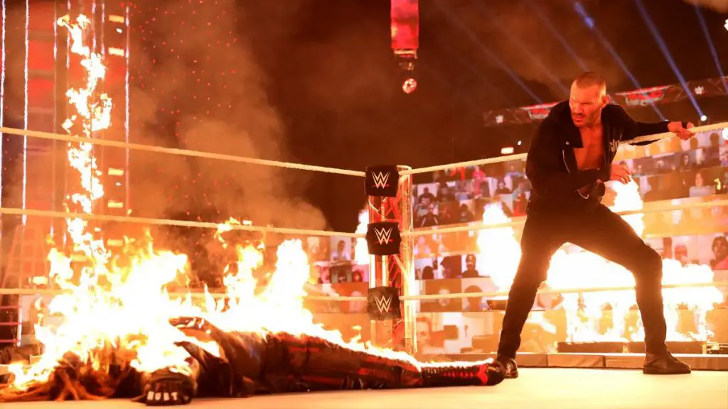 Randy Orton set fire to The Fiend