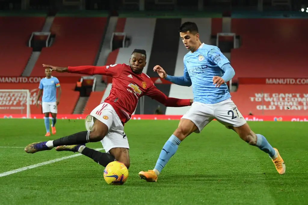 Joao Cancelo of Manchester City in action against United.