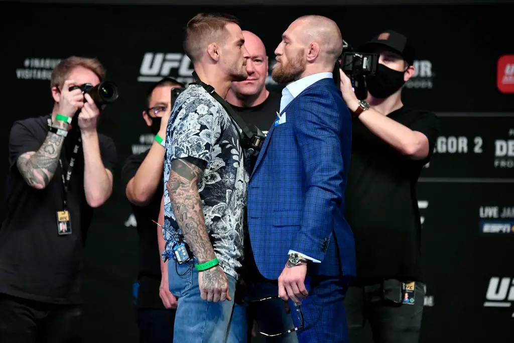 (L-R) Opponents Dustin Poirier and Conor McGregor are set to meet for a UFC trilogy fight this year.