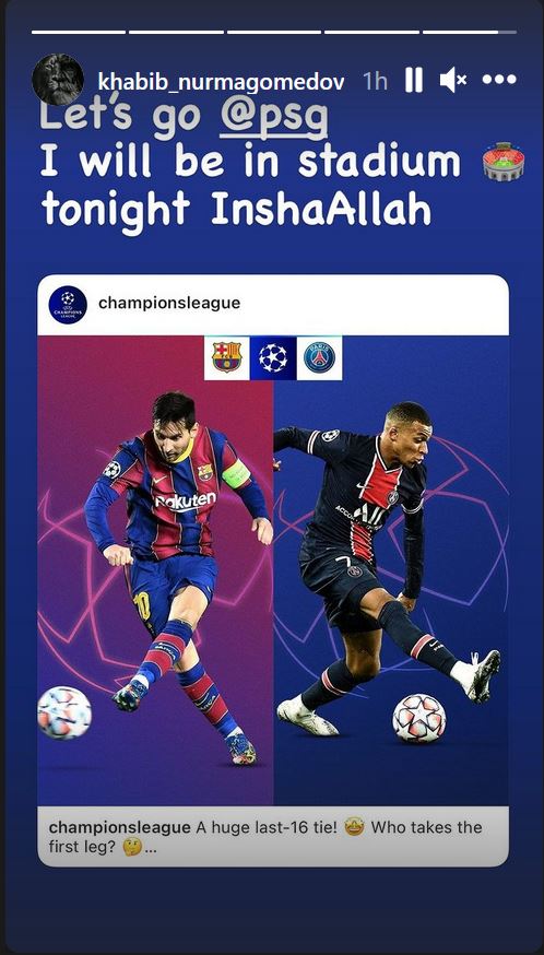 Khabib Nurmagomedov will be watching Barcelona vs PSG