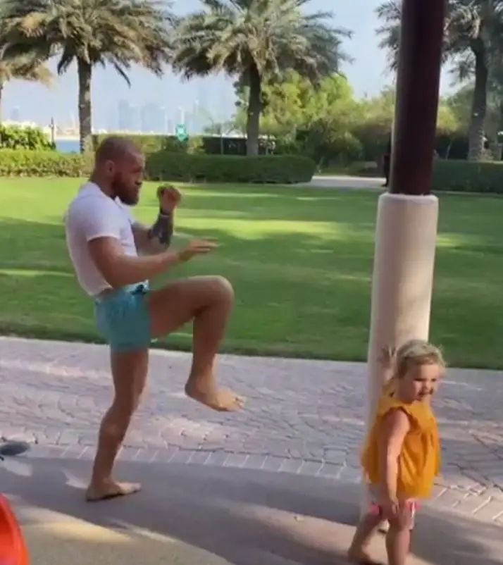 Conor McGregor was picture alongside his children training