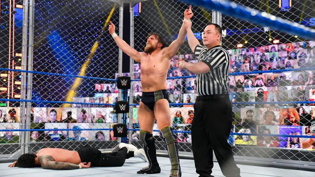 Daniel Bryan celebrates after beating Jey Uso. (WWE)