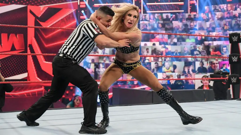 Charlotte Flair beat up the referee on WWE Monday Night RAW earlier this week.