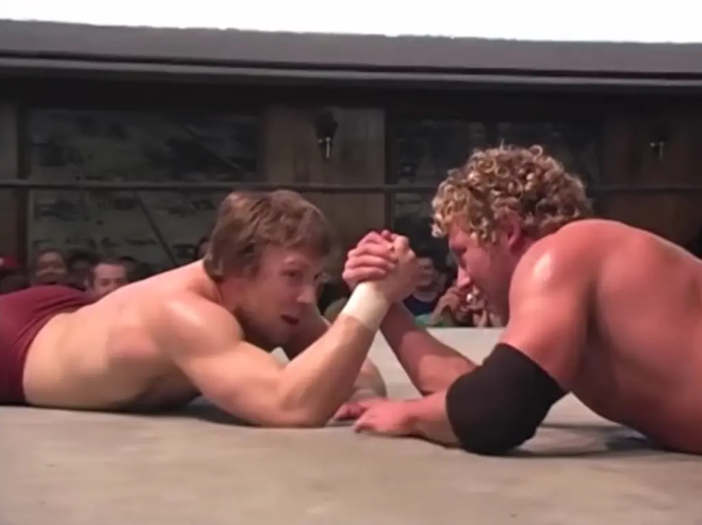 Daniel Bryan and Kenny Omega arm wrestle during their PWG: One Hundred clash. (Image Credits: @sjira96 on Twitter)