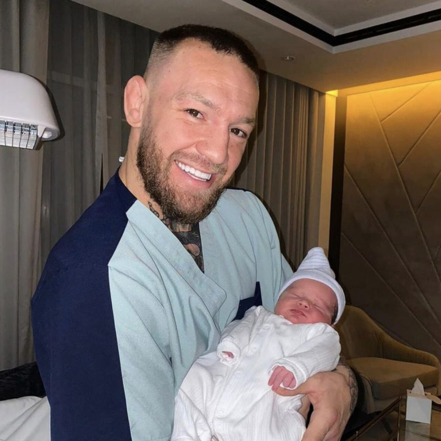 Conor McGregor with his newborn son