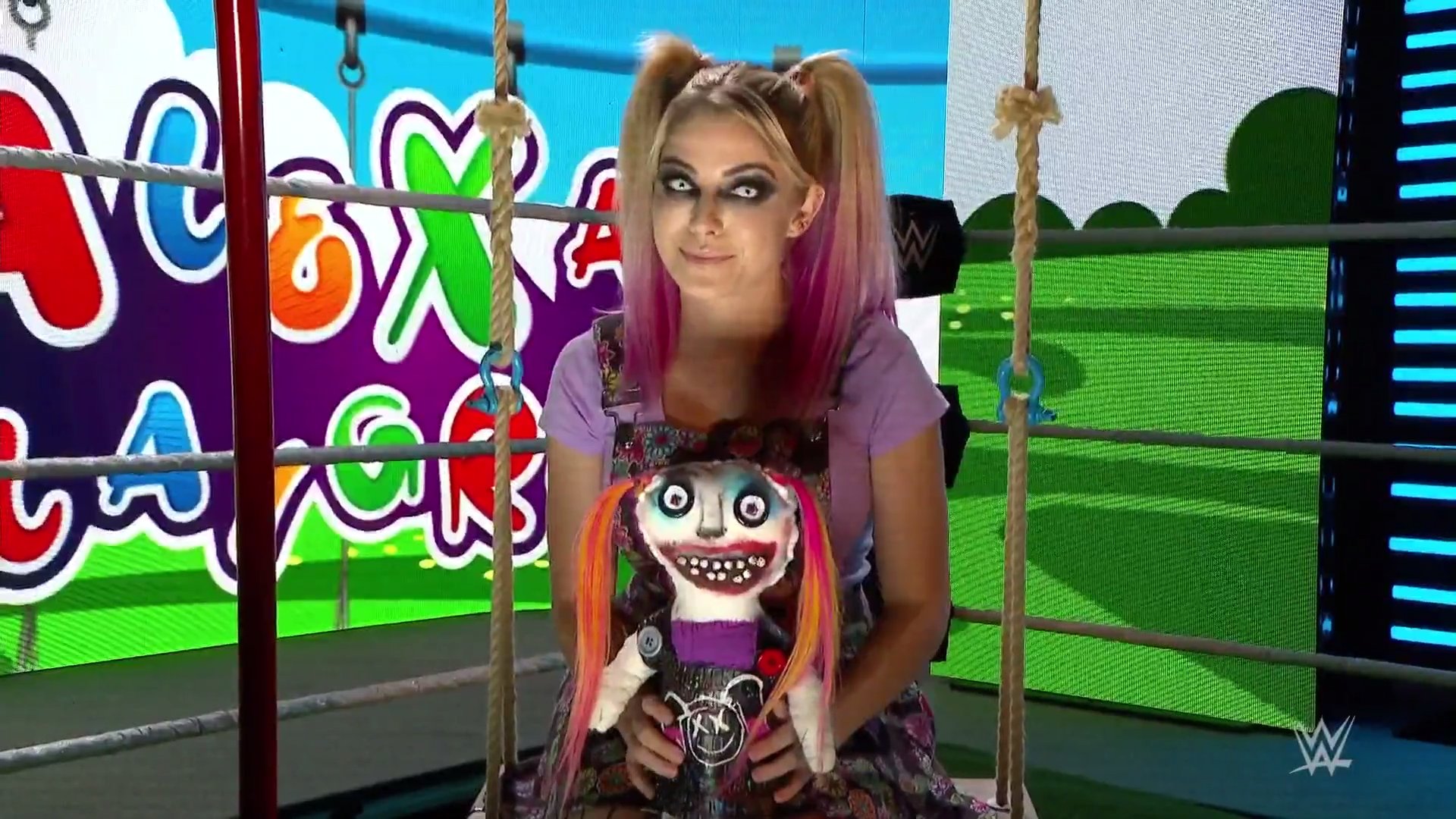 Alexa Bliss with her doll, whose name is Lilly. (WWE)