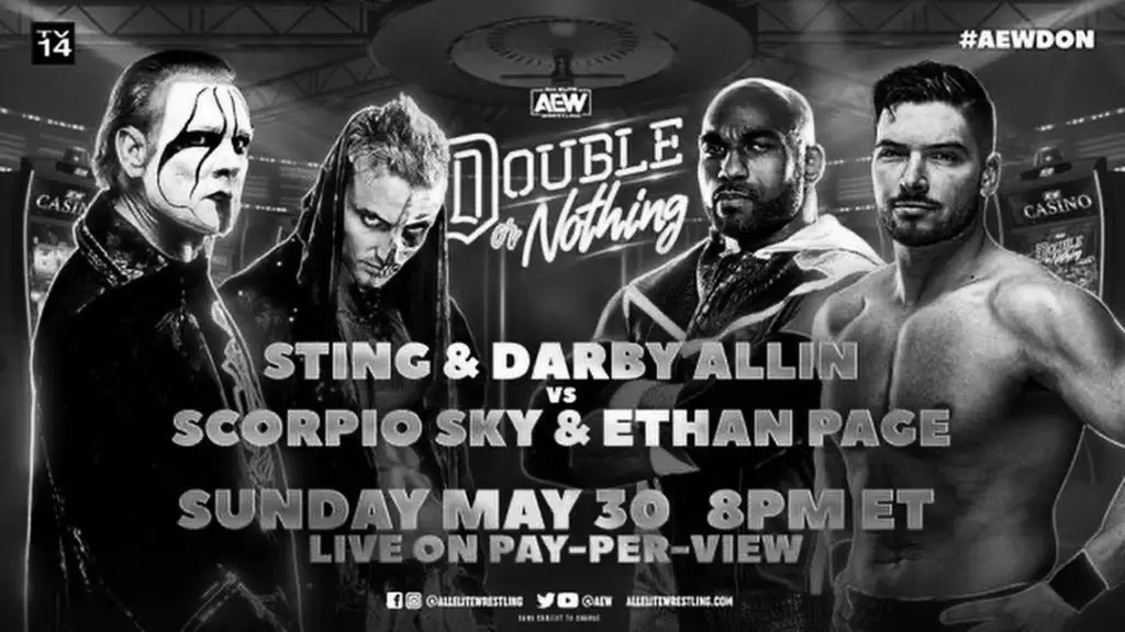 The poster of Sting and Darby Allin vs Ethan Page and Scorpio Sky at AEW Double or Northing.