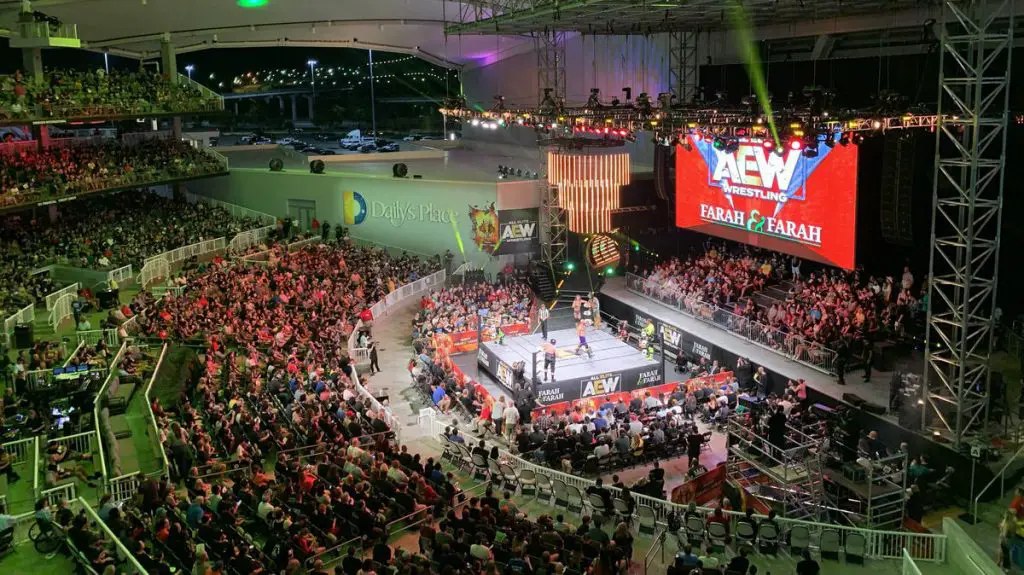 The AEW Fight For the Fallen 2019 stage with on-stage bleachers is set to make a return on Dynamite, and possibly Double or Nothing.