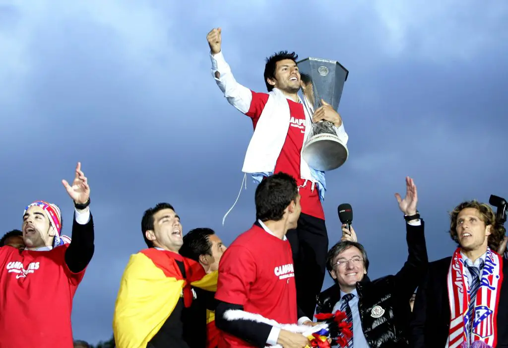Sergio Aguero won the 2010 Europa League with Atletico Madrid, assisting twice in the final against Fulham.