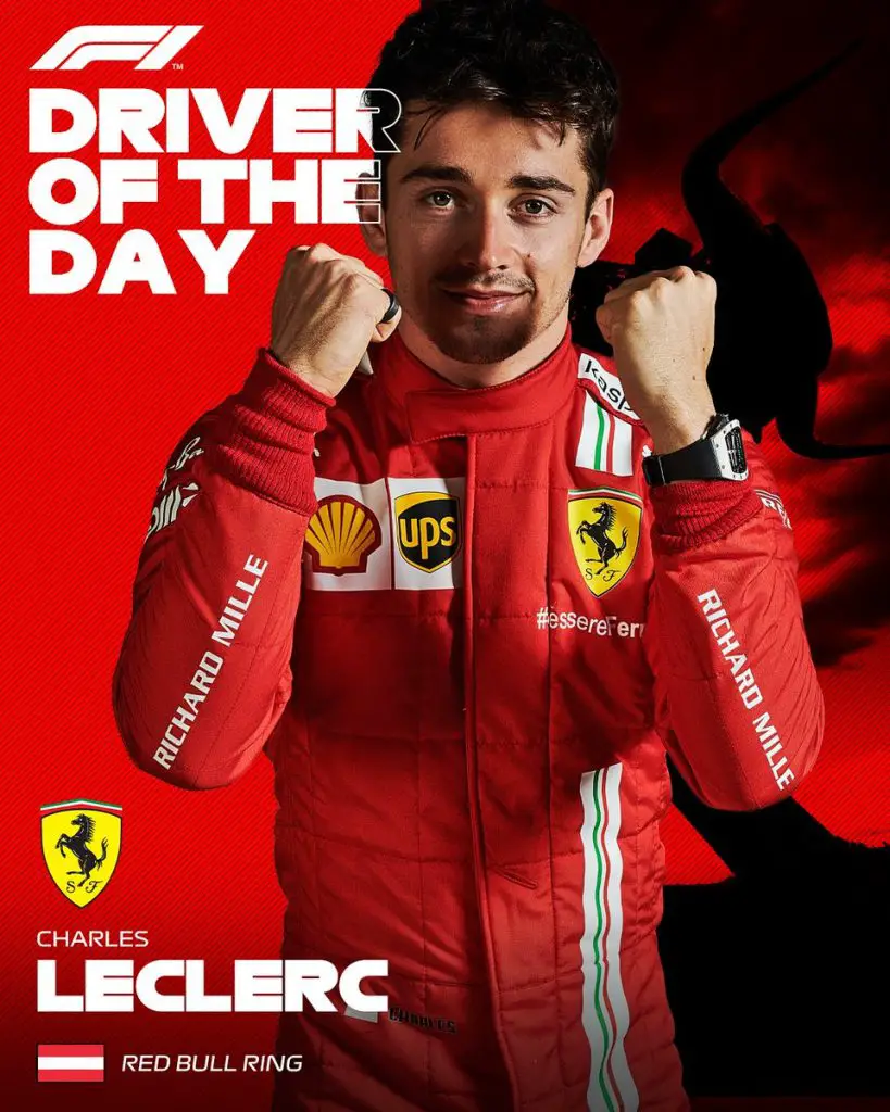 Charles Leclerc won the Driver of the Day at the 2021 F1 Styrian GP