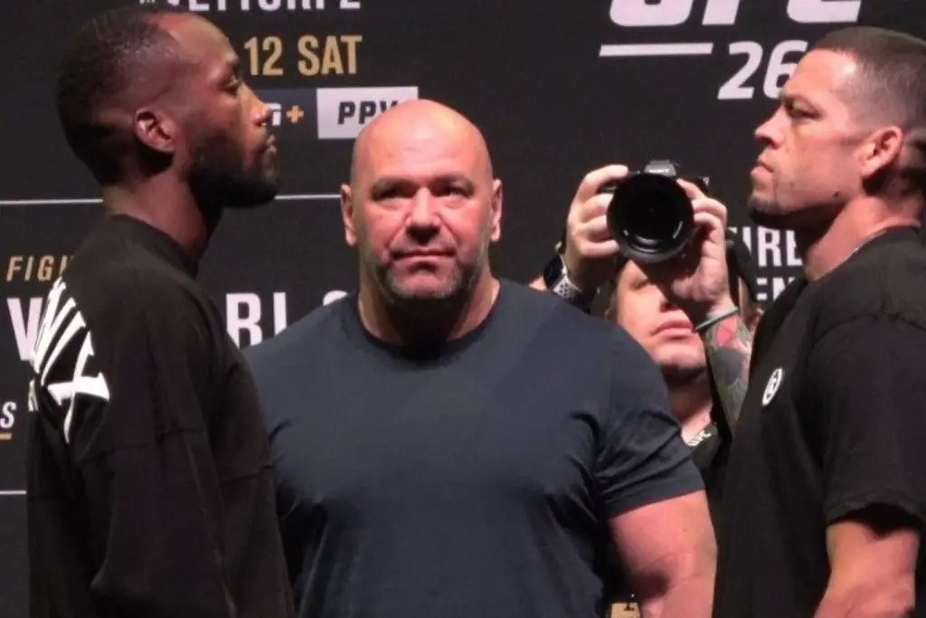 Leon Edwards and Nate Diaz face-off