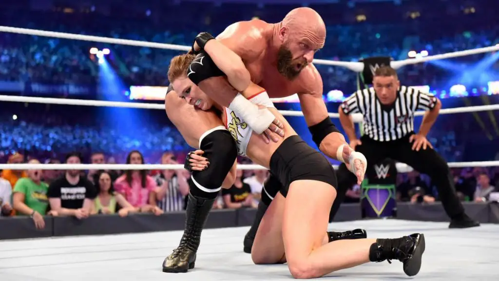 Ronda Rousey in action against Triple H