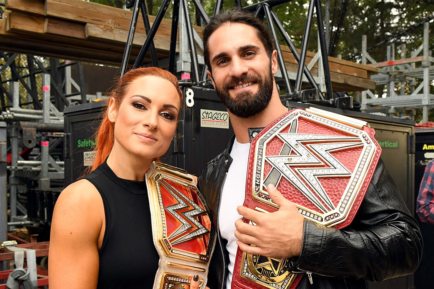 NEW YORK, NEW YORK - SEPTEMBER 28: Becky Lynch and Seth Rollins attend the ...