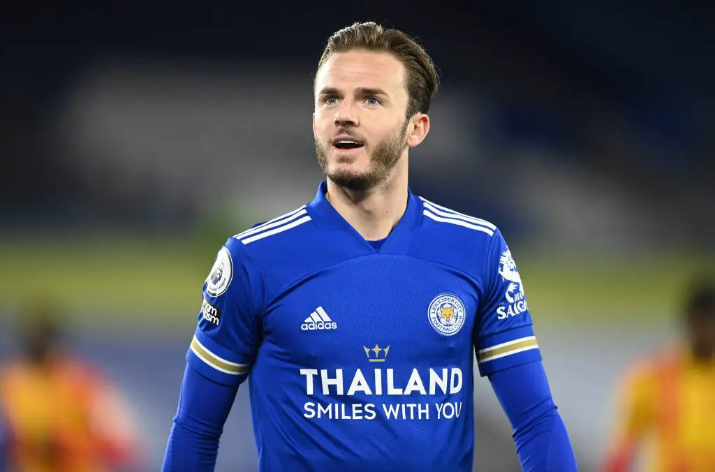 James Maddison in action for Leicester City in the Premier League.