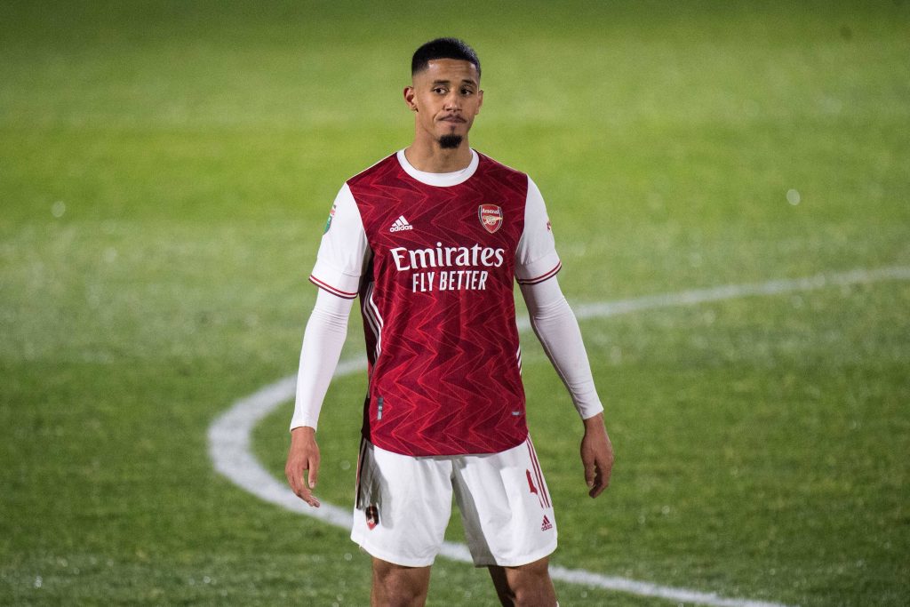 William Saliba in action for Arsenal.