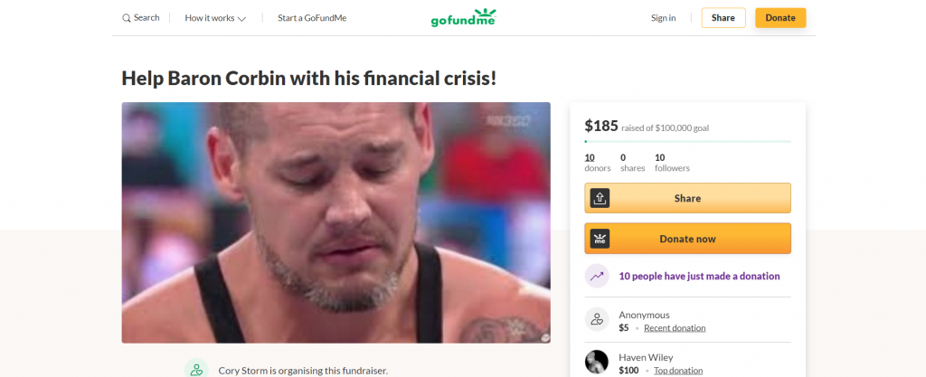 Baron Corbin GoFundMe Website