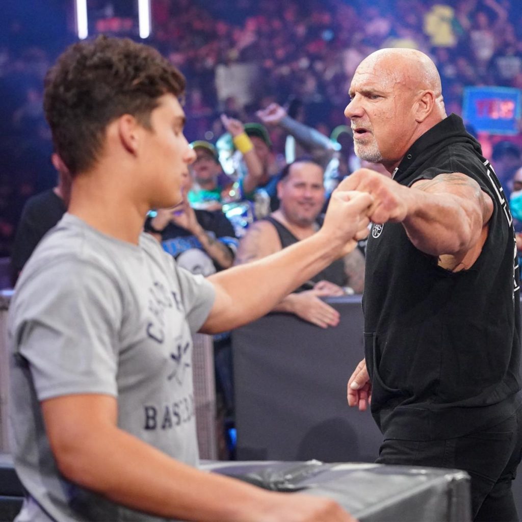 Goldberg with his son Gage on WWE Raw