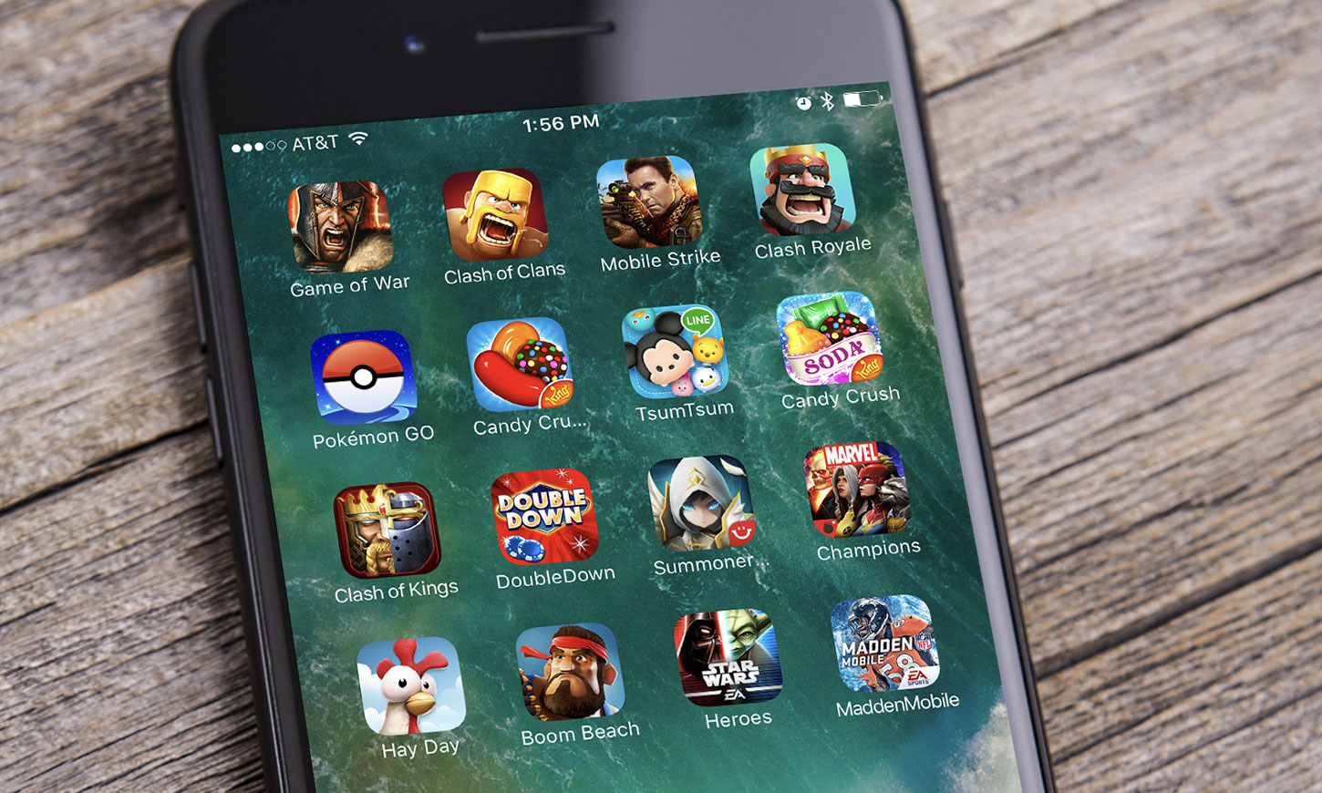  A screenshot of a mobile phone showing a variety of popular mobile games.