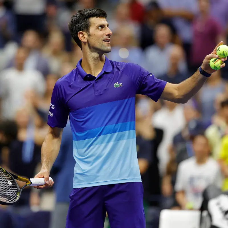 Novak Djokovic celebrates after winning his US Open 2021 first round clash