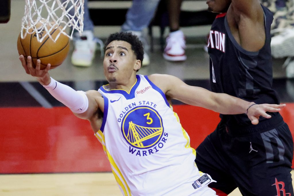 Jordan Poole plays for the Golden State Warriors