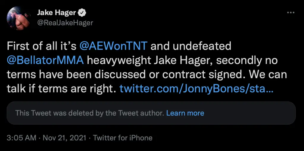 Jake Hager replies to Jon Jones on Twitter