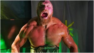 Brock Lesnar after winning the title at Elimination Chamber 2022