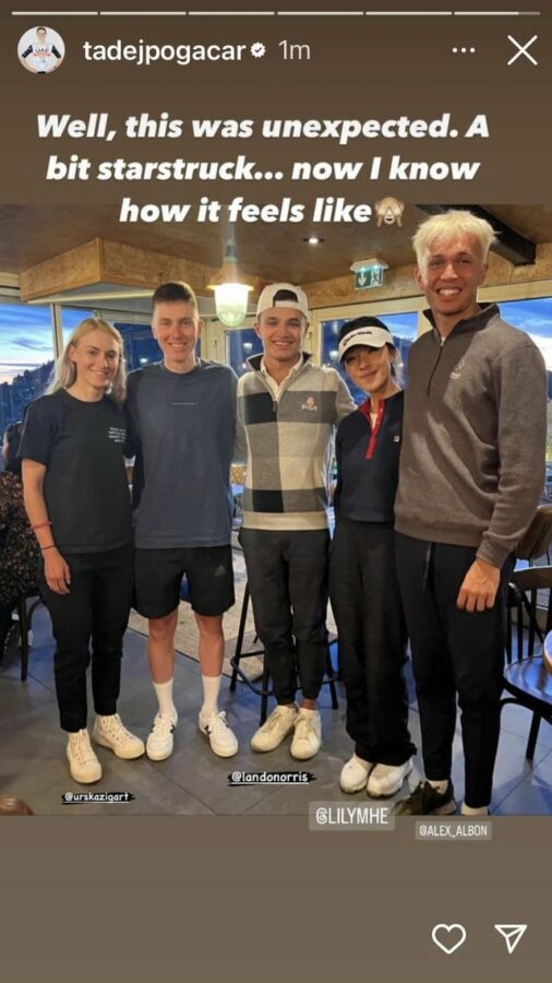 "Love my worlds colliding" - Fans react as Cycling star Tadej Pogacar meets F1 drivers Lando Norris and Alex Albon 1 2fsthd81eena1