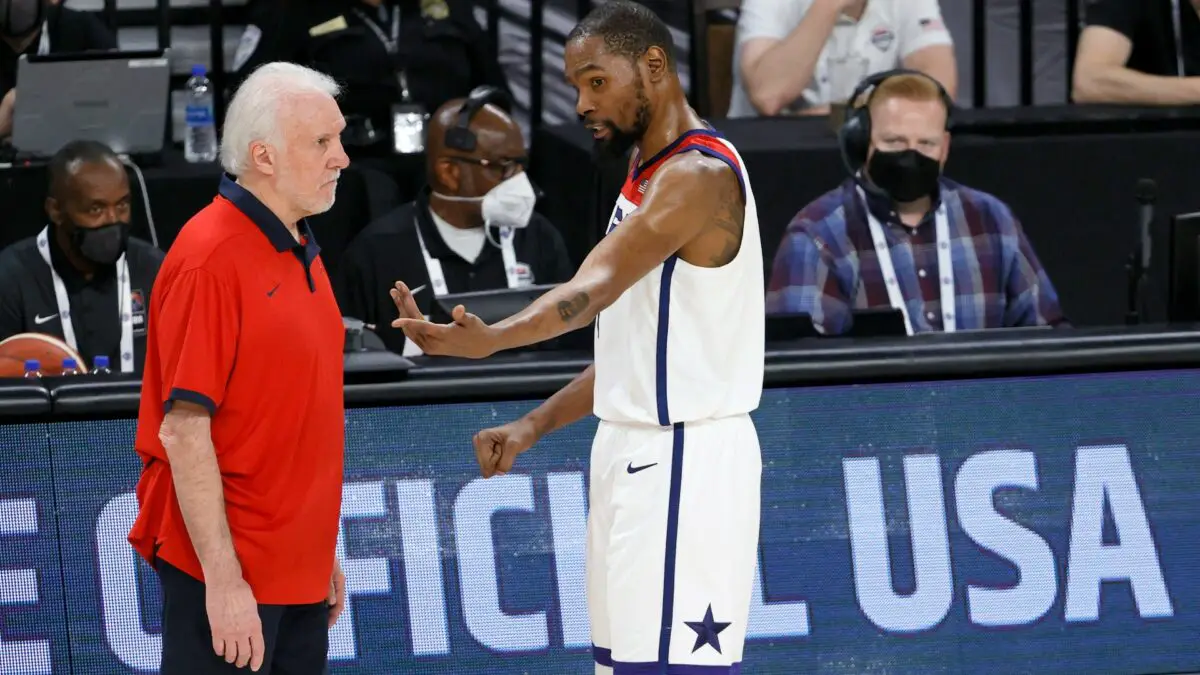 Gregg Popovich with Kevin Durant