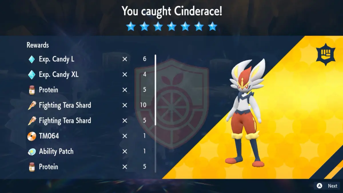 Cinderace 7-Star Raid Rewards pokemon