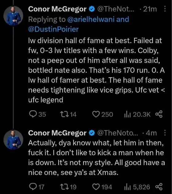 Conor McGregor believes hall of fame needs tightening 1 1
