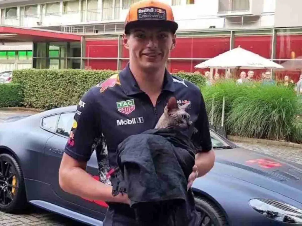Max Verstappen with pet cat