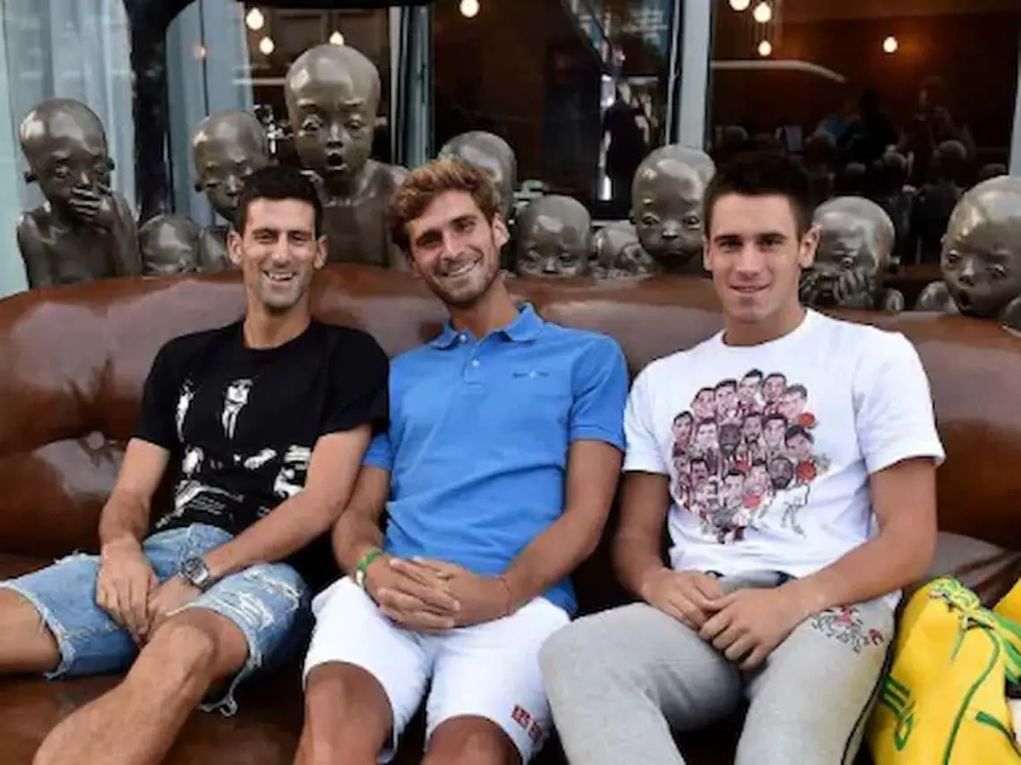 Novak Djokovic with brothers