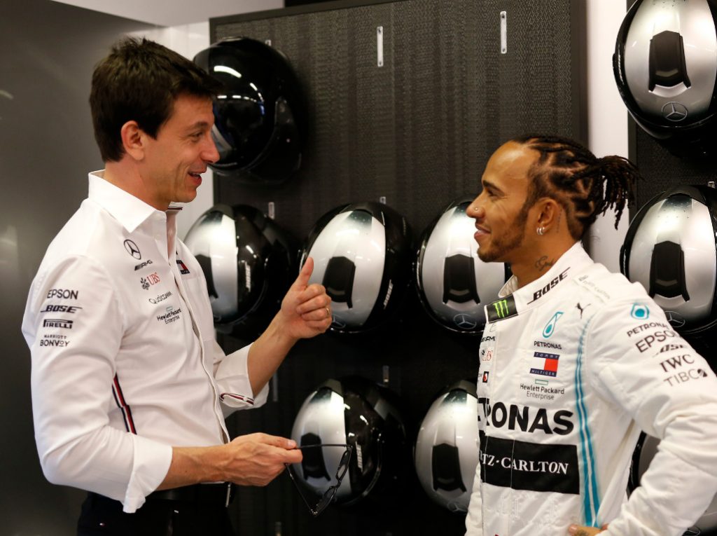 Toto Wolff and Lewis Hamilton PA