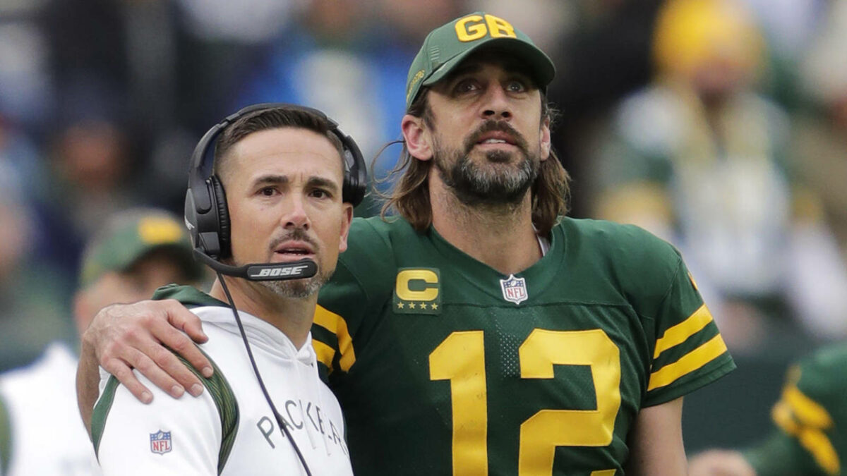 aaron rodgers shows love matt lafleur funny shirt