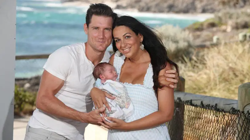 Matthew Ebden with wife and child