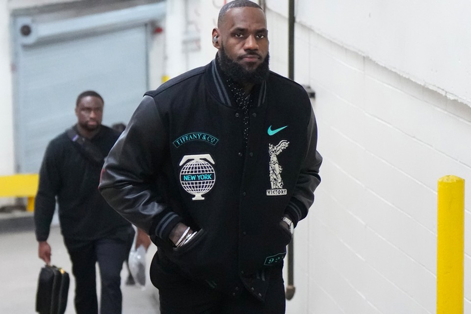 https hypebeast.com image 2023 01 lebron james madison square garden nba tiffany co nike air force 1 low varsity jacket collaboration 000