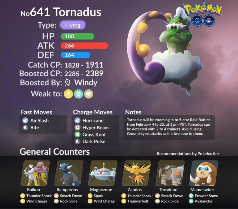 Pokemon GO Tornadus Raid Guide Best Counters, Weaknesses, and more