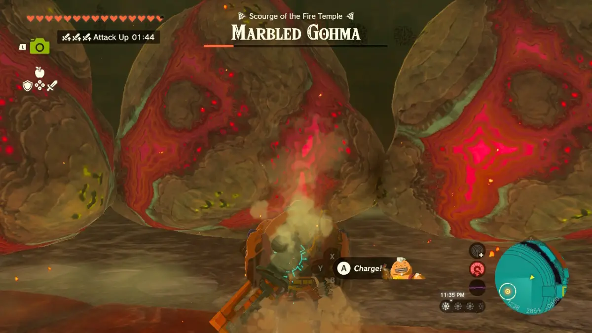 Marbled Gohma in Zelda: Tears of the Kingdom fire temple