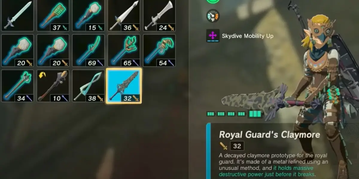 Royal Guard's Claymore Best Weapons Tears Kingdom
