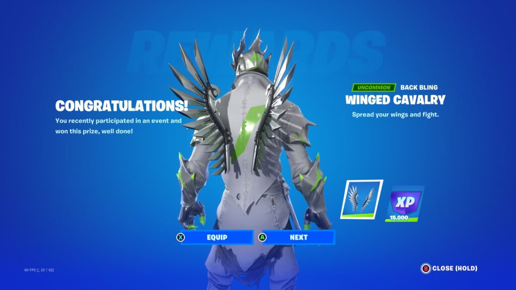 Winged Cavalry Back Bling in Fortnite