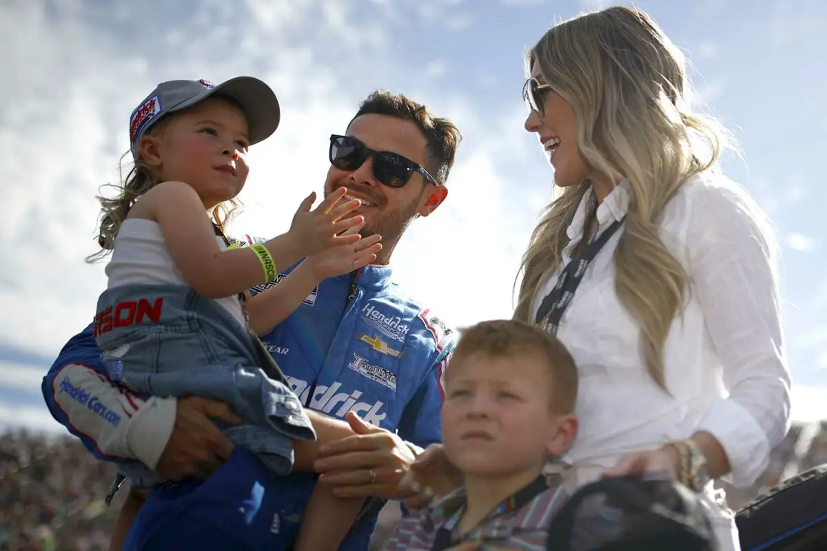 Kyle Larson with his family