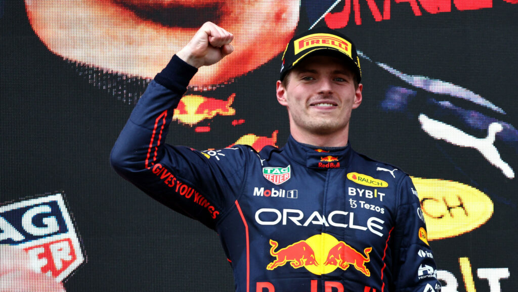 max verstappen fist pump podium planetf1