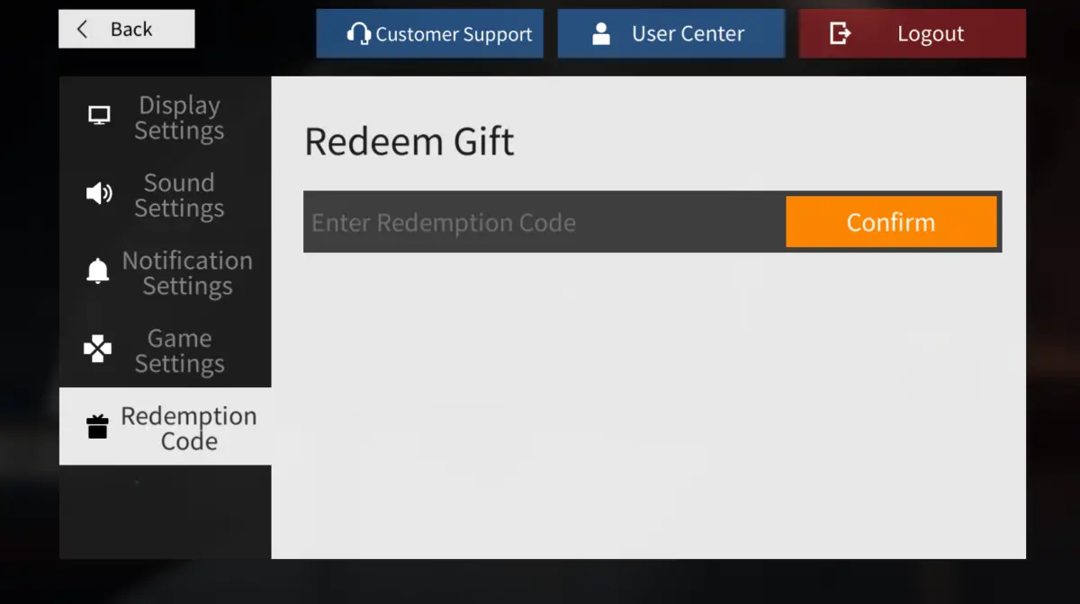 redemption code page