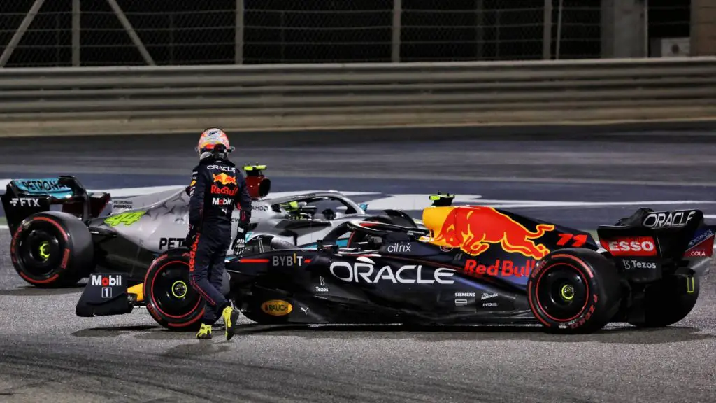 sergio perez walks away after rb18 stops bahrain 2022 planetf1