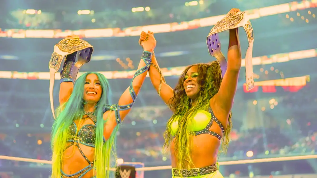 Sasha Banks and Naomi as tag team champions